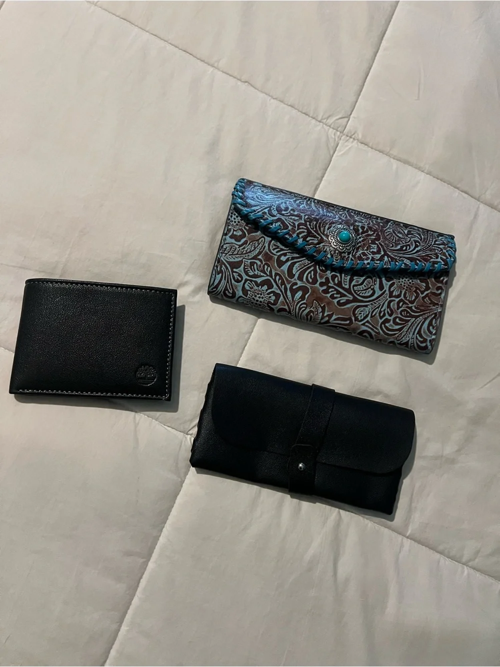 Timberland Tri-Fold Wallet, Sunglasses Case & Black & Brown Floral Wallet